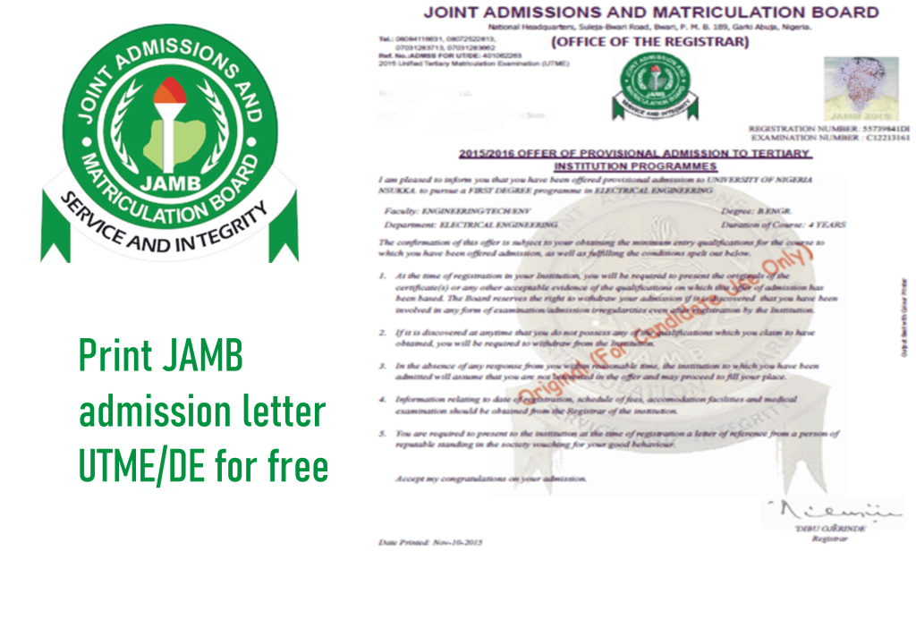 Tricks to print JAMB admission letter for UTME/DE for free Passbuttons