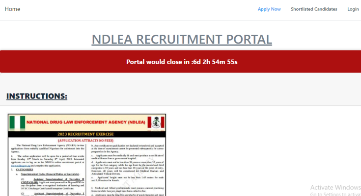 This ndlea application requirements page will appear. Then click on apply now