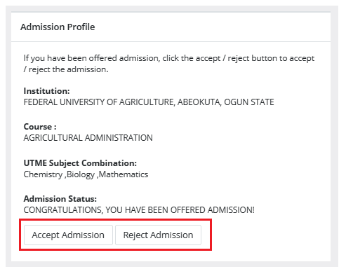 accept JAMB admission