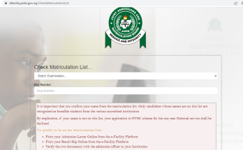 jamb matriculation list