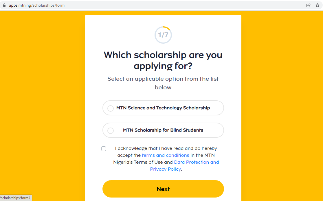 How to apply for mtn scholarships form