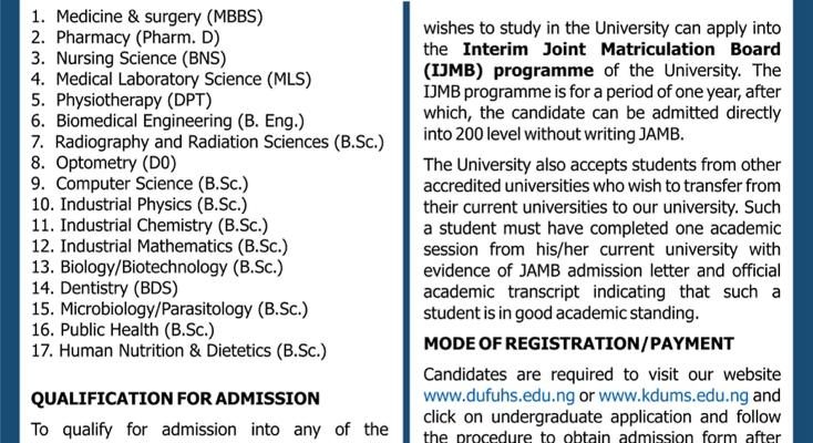 David Umahi Federal University of Health Science Admission Form