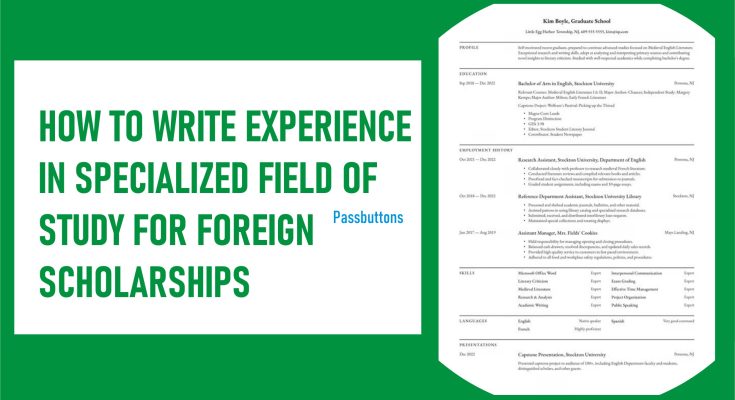 How to Write Experience in Specialized Field of Study for Foreign Scholarships
